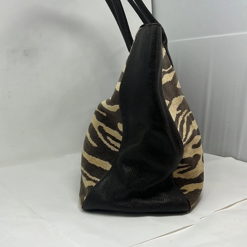 Kate Spade Rare Chenille Fabric Leather Shoulder Tote Bag